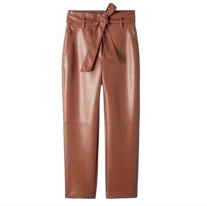 Aritzia‎ Wilfred High Tied FauxLeather Pants in Cinnamon Brown Size 2